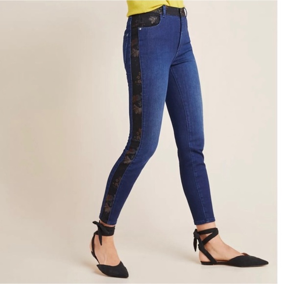 Anthro Pilcro Floral Panel High Rise Skinny Jeans | Sz 28 - Picture 14 of 14